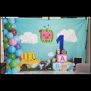 Cocomelon 1 year old backdrop